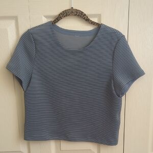 Lululemon Athletica Blue Striped Short Sleeve Top